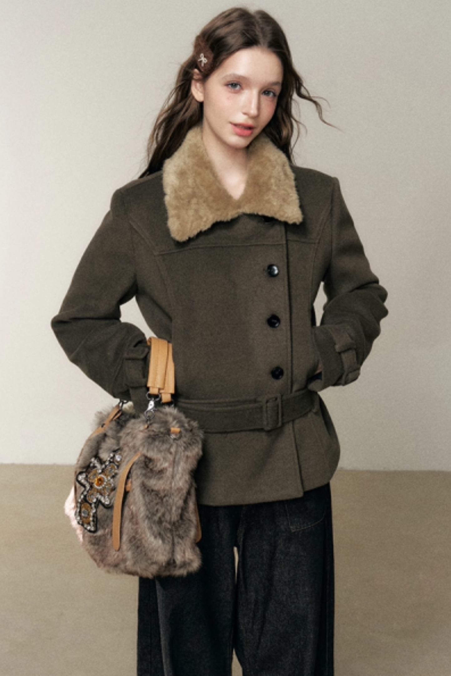 Coffee Green Woolen Coat