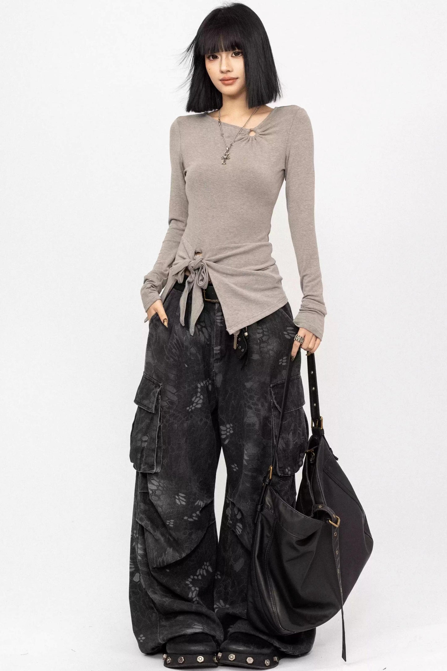 Twisted Tie Slim-Fit Blouse