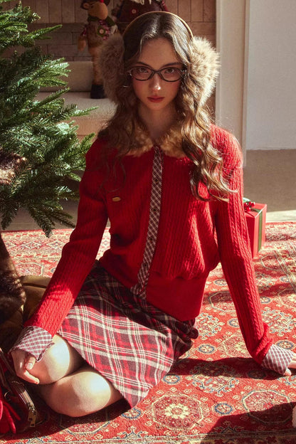 Rétro Reindeer À carreaux Pull