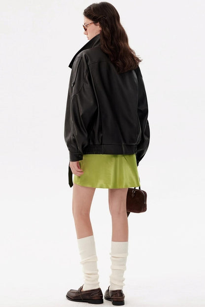 Windproof Pebbled Leather Jacket