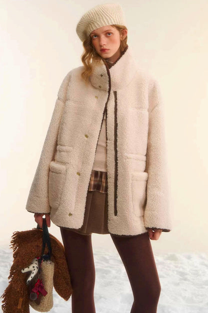 Reversible Lamb Wool Biker Jacket