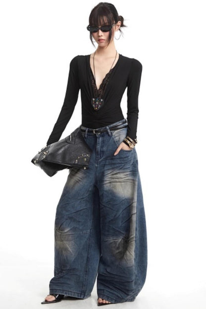 Lace Splicing V-Neck Top