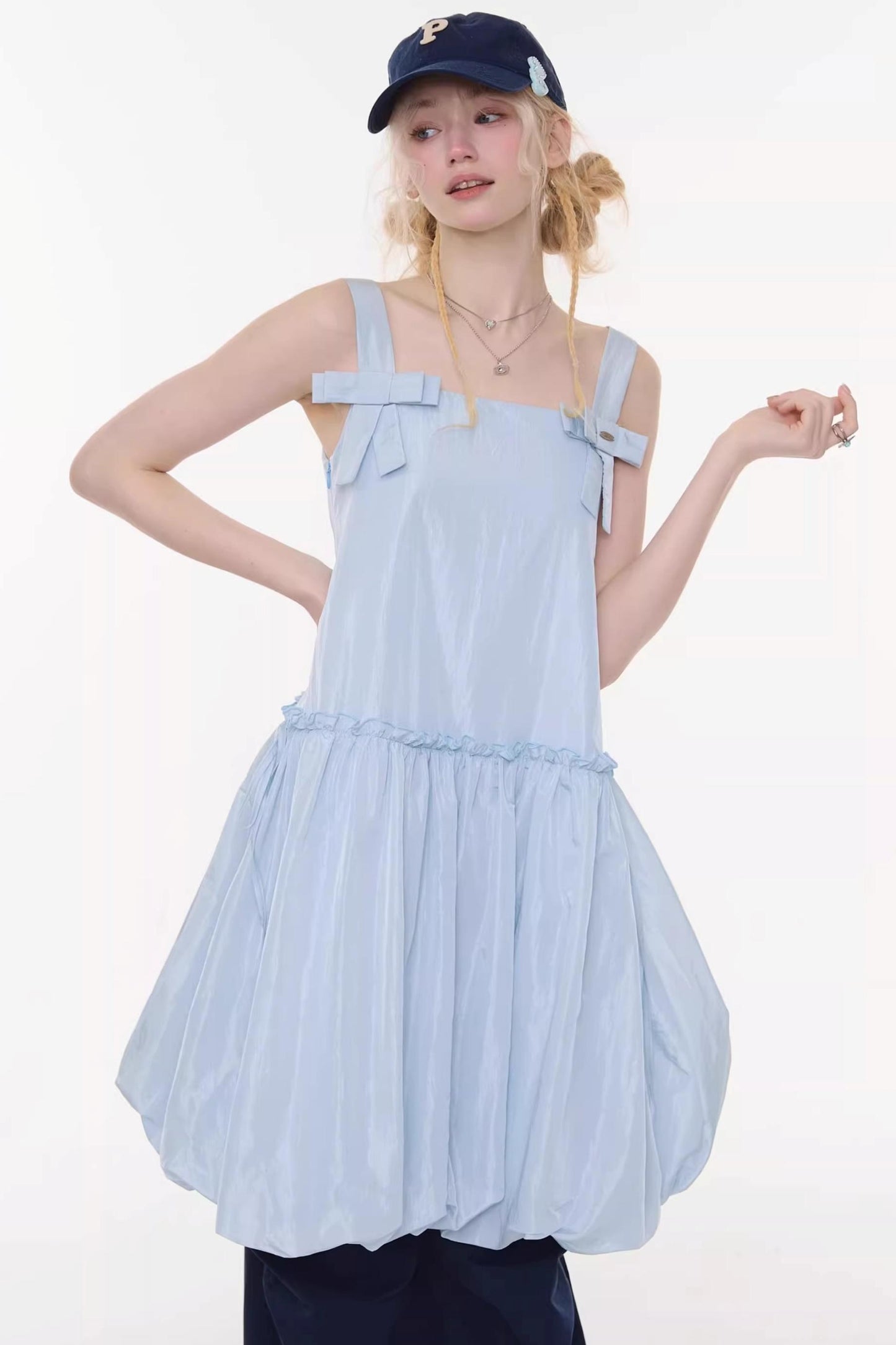 Summer Blue Bow-Tie Dress