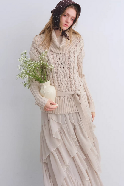 Wool Blend Cable Knit Sweater