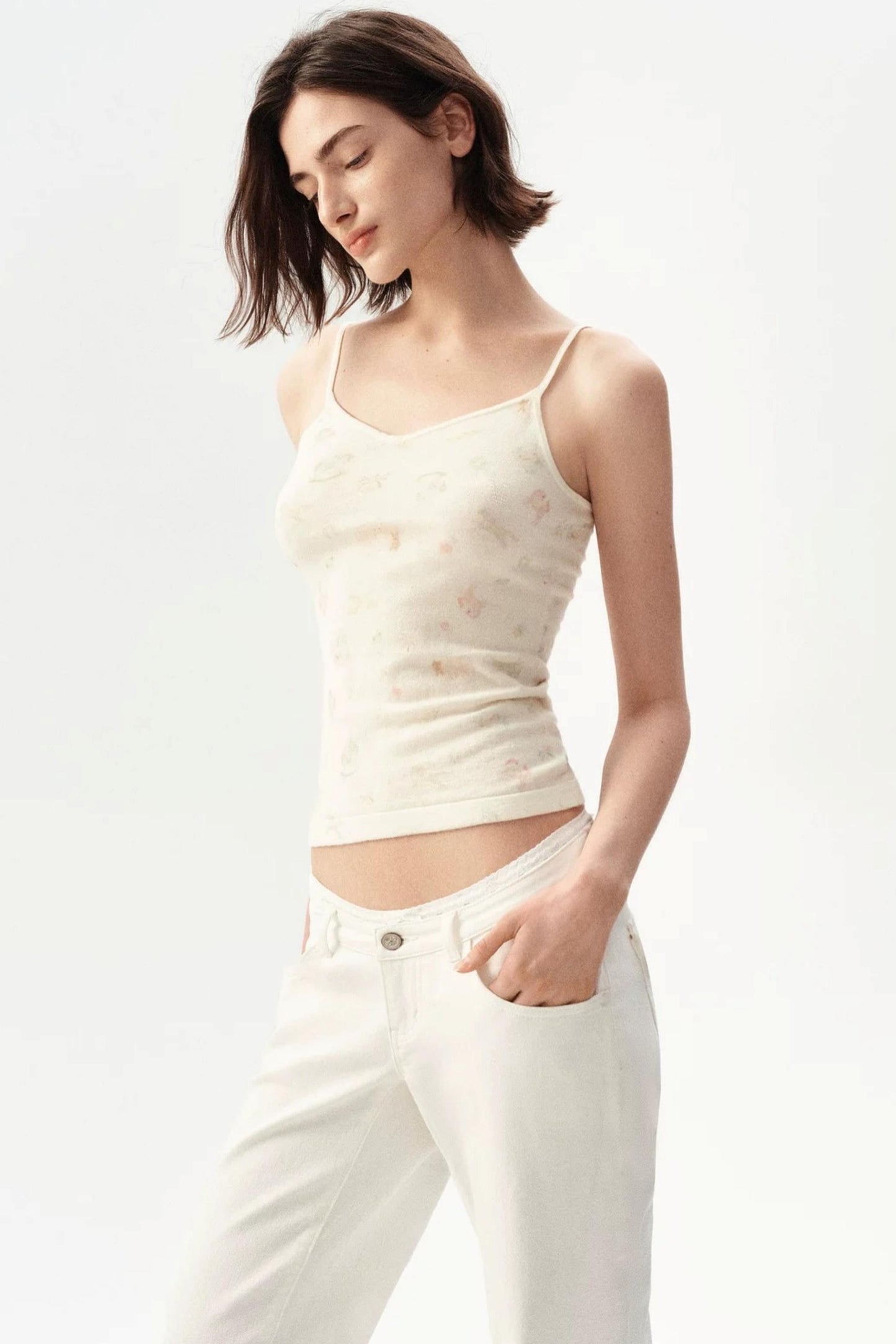 Gilet in maglia con stampa rétro francese