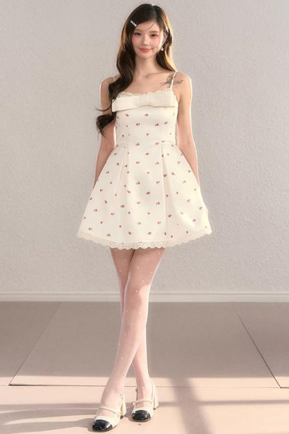 Bow Print Strap Dress