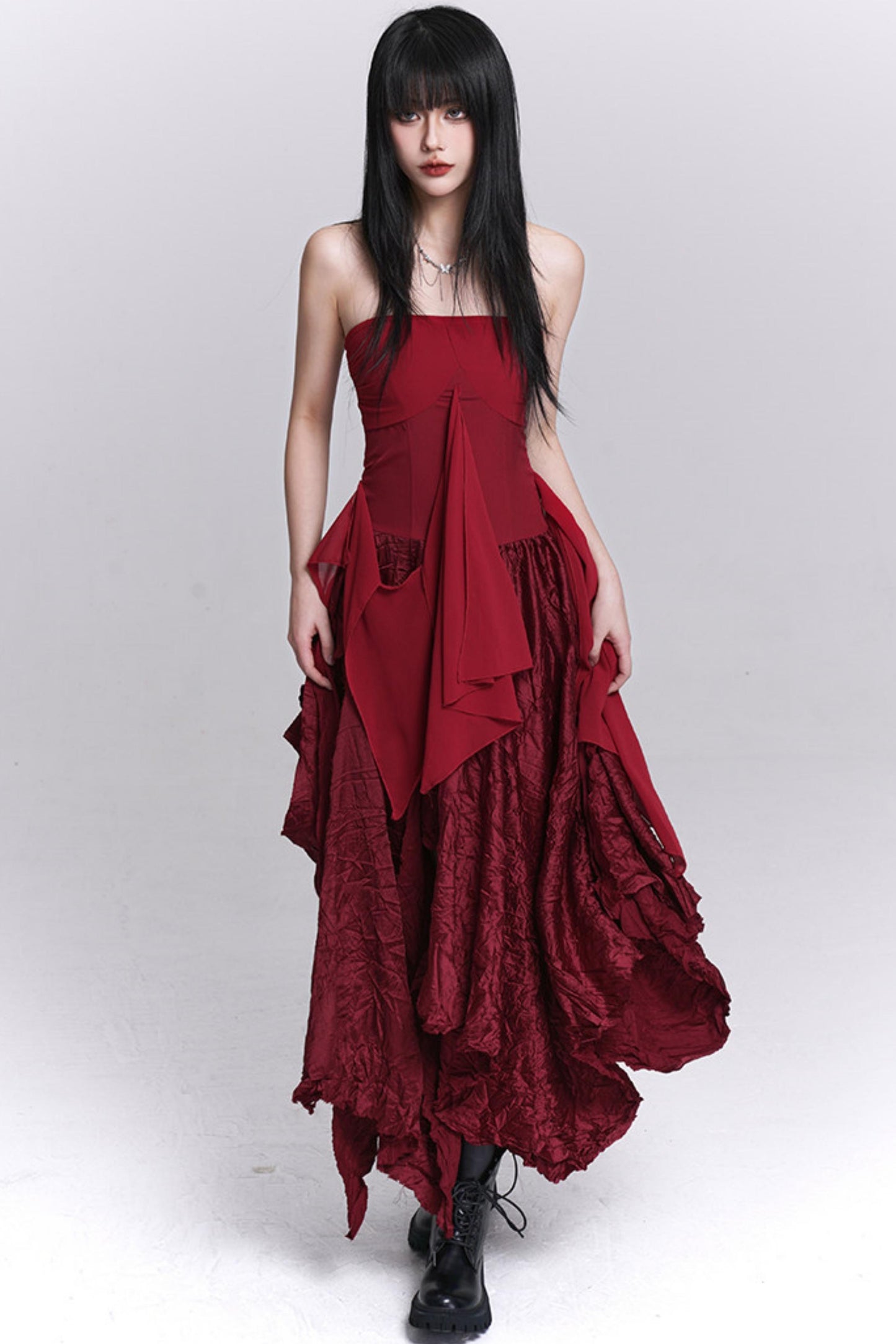 Irregular Red Tube Dress