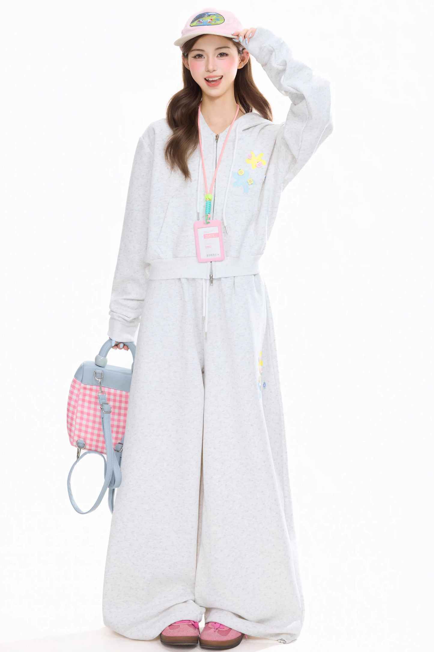 Retro Drapey Wide-Leg Sweatpants Set