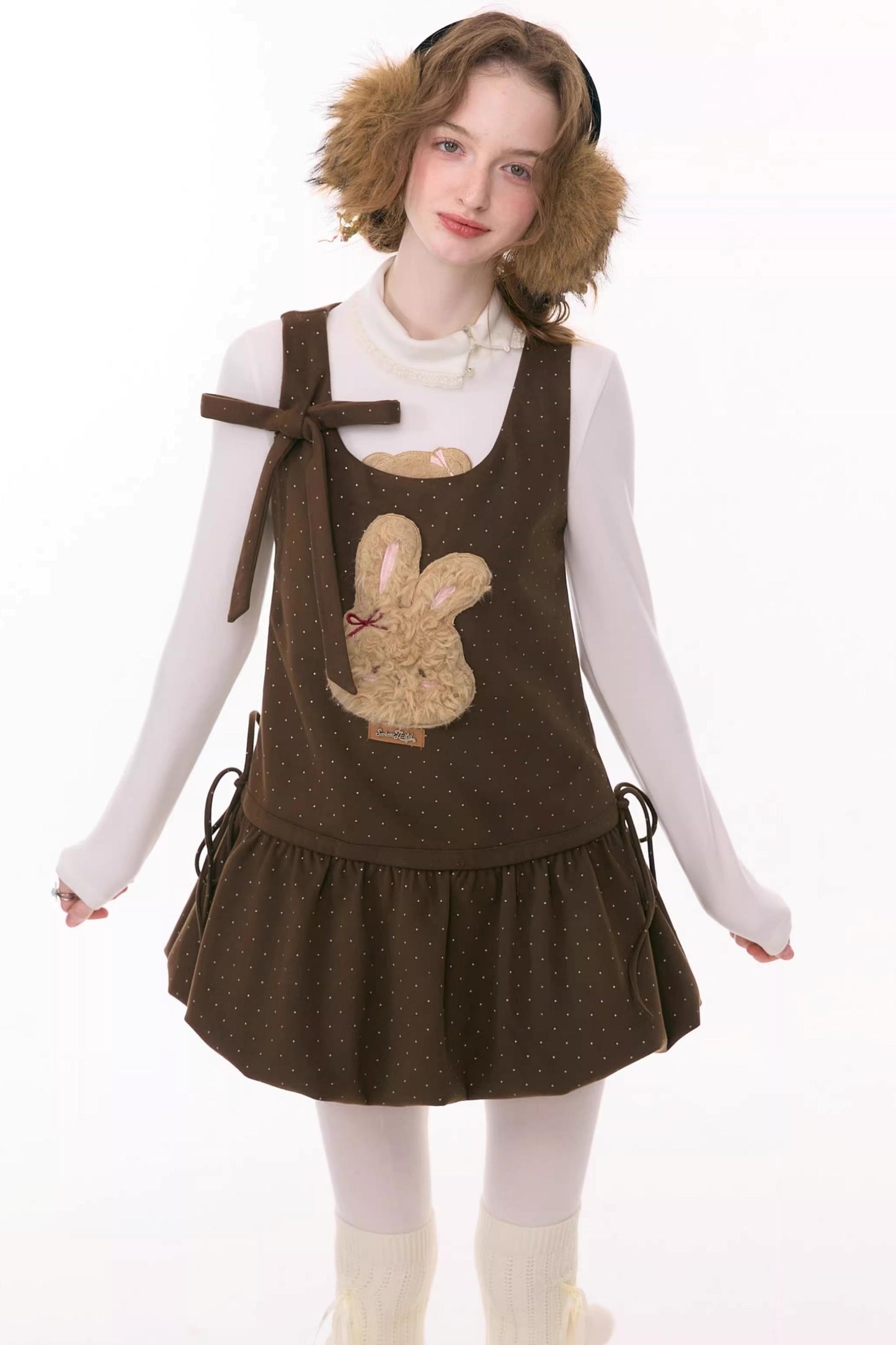 Caramel Polka Dot Vest Dress