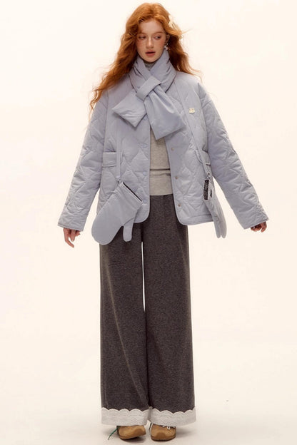 Milk Blue Plaid Cotton Jacket Set