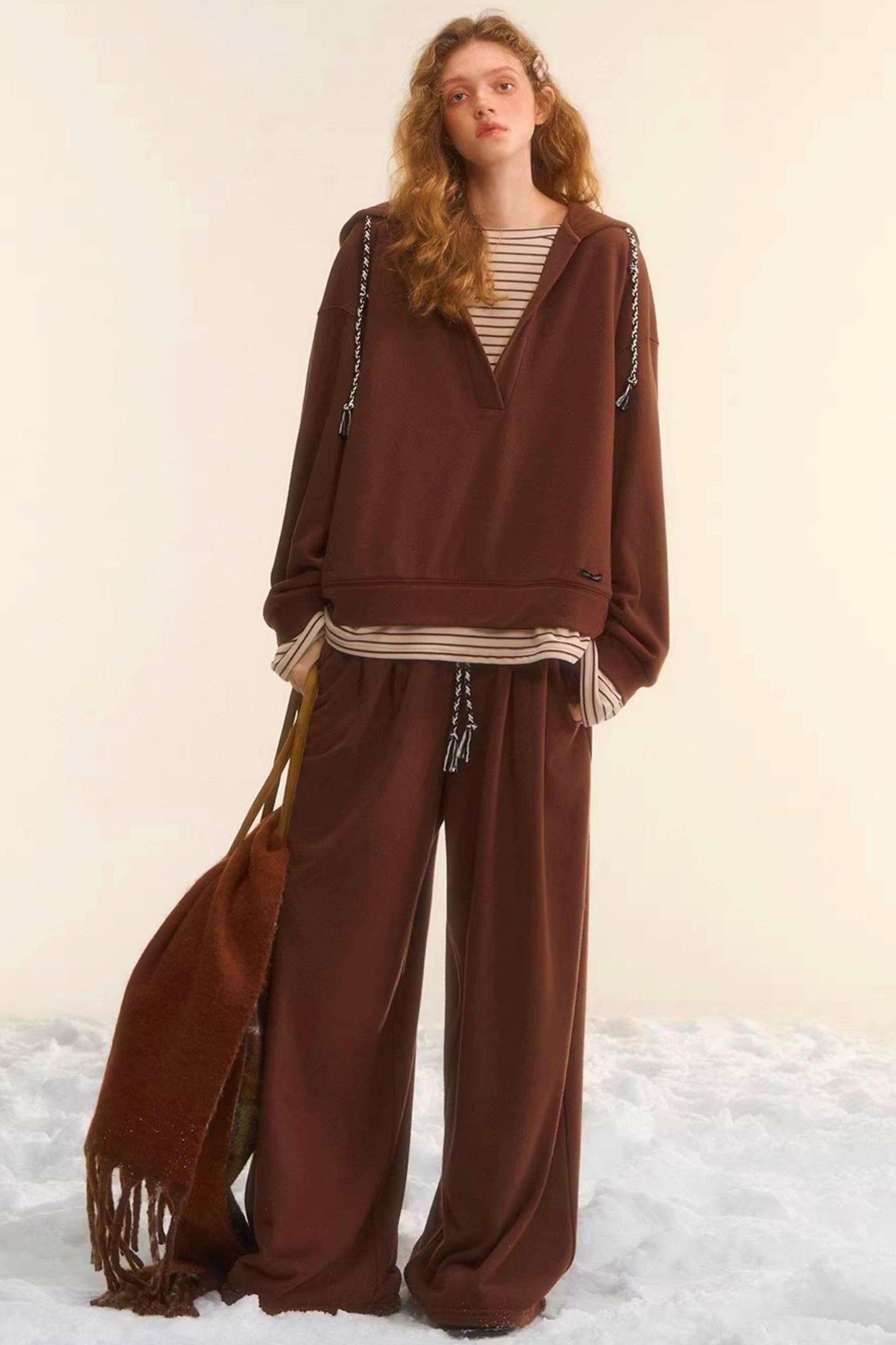 Retro Striped Patchwork Sweatshirt Set-Up