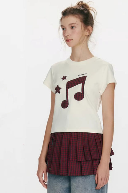 Kurzärmeliges Oberteil mit Notenprint