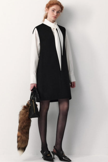 Sheep Wool V-Neck Dress Set-Up