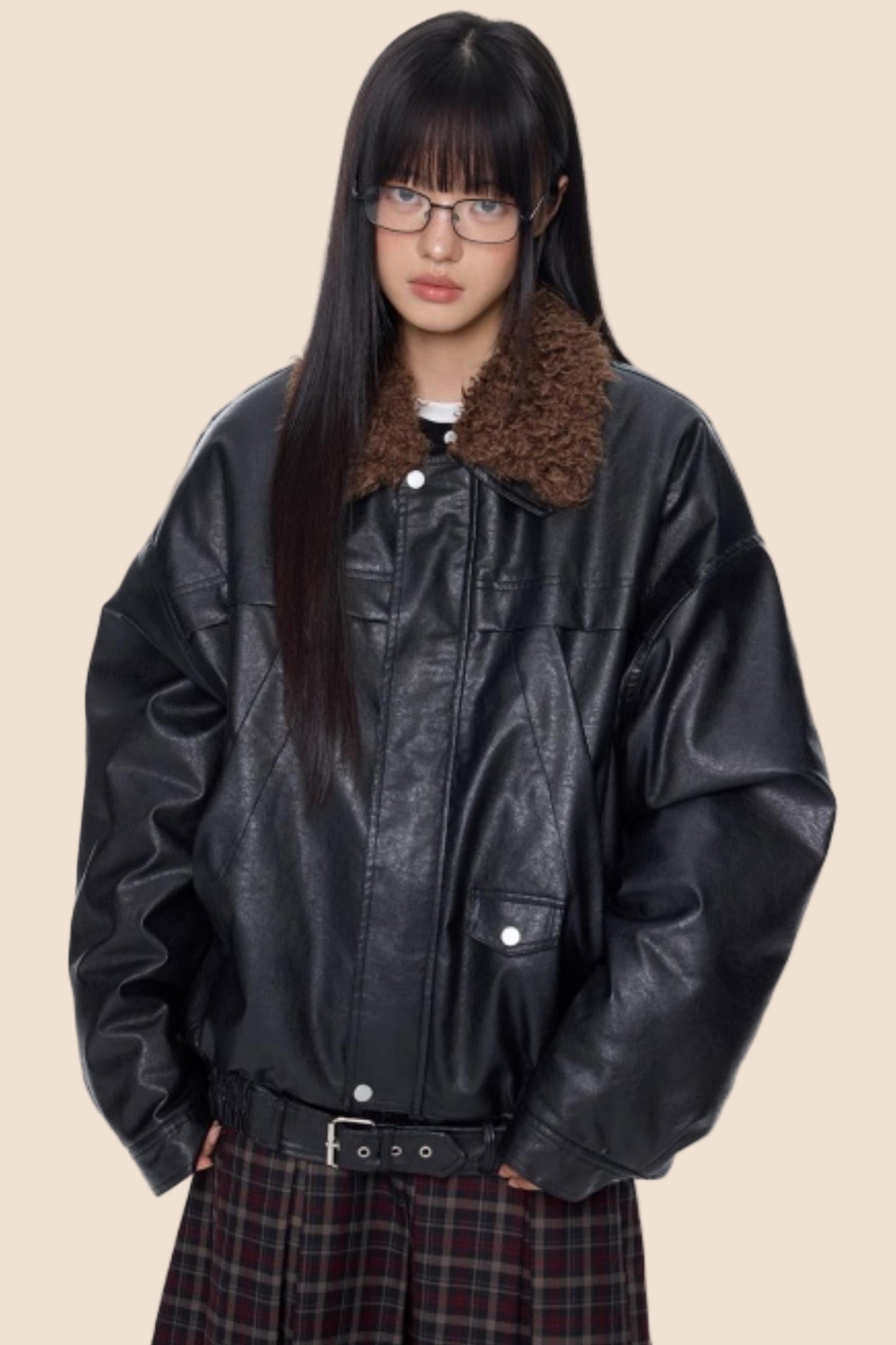 Fur Collar Leather Jacket