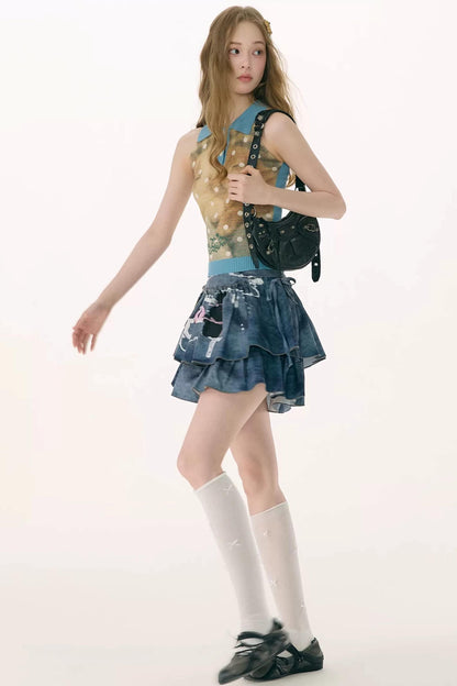 Blue Polo Knit Rabbit Vest