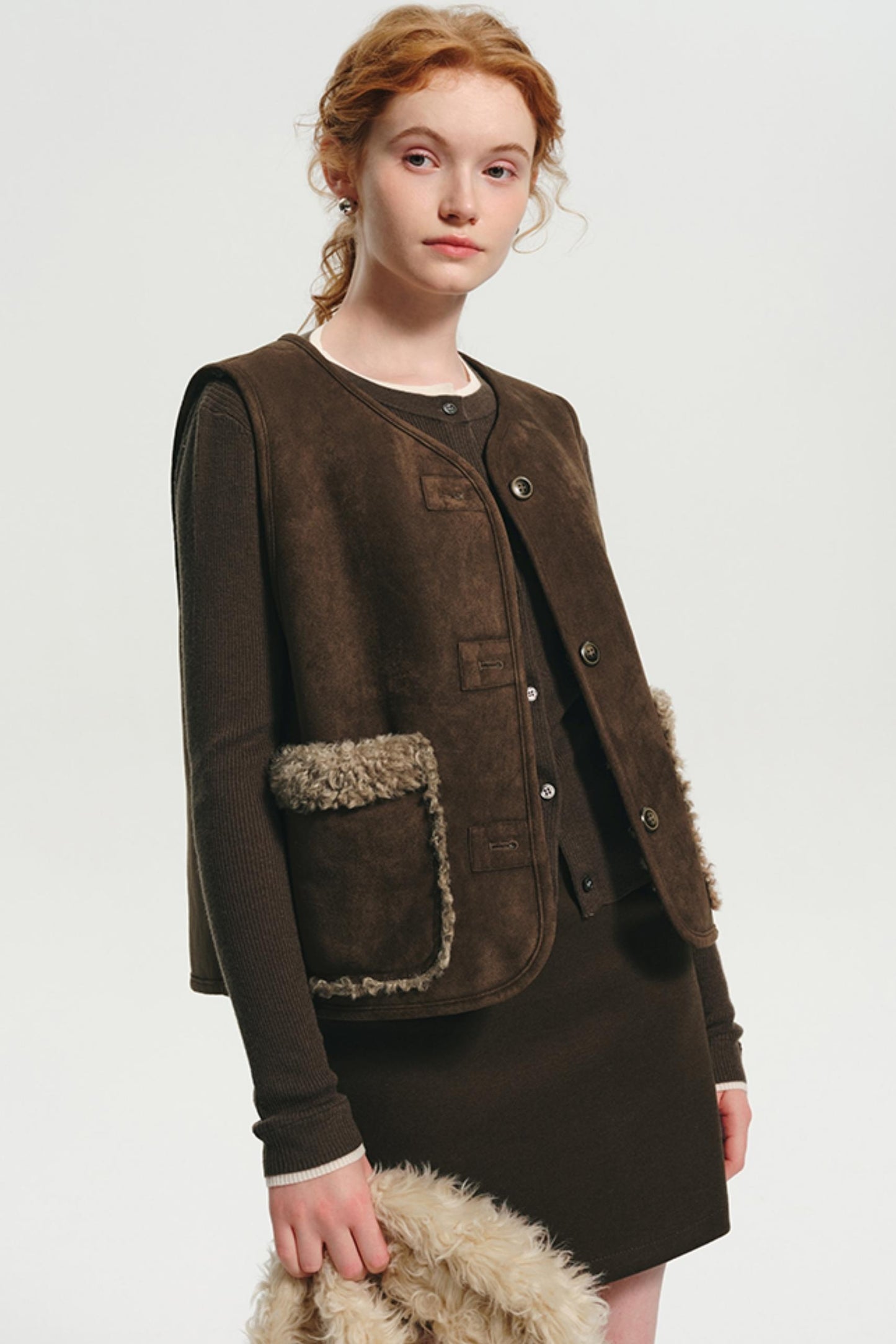 Warm Shearling Suede Vest