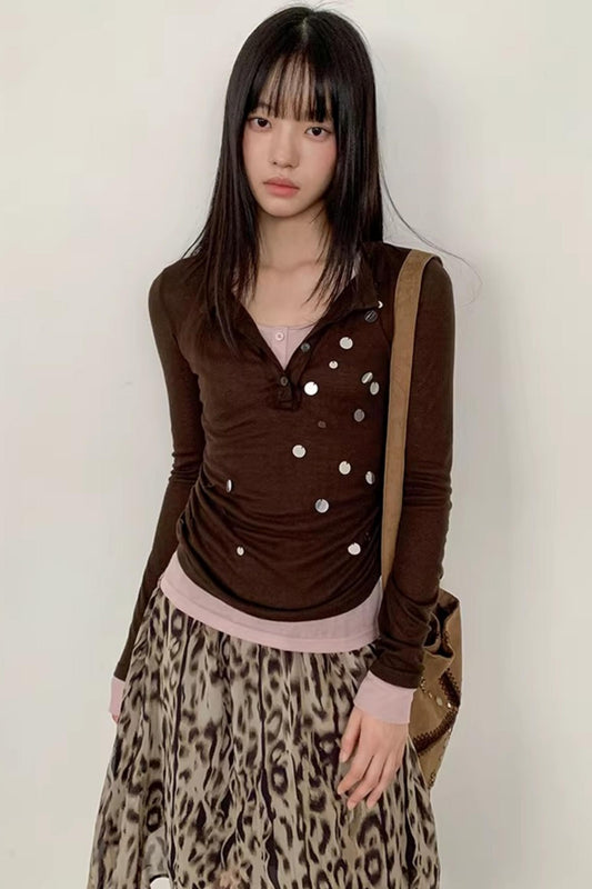 Color-Blocked Sequin Top Set