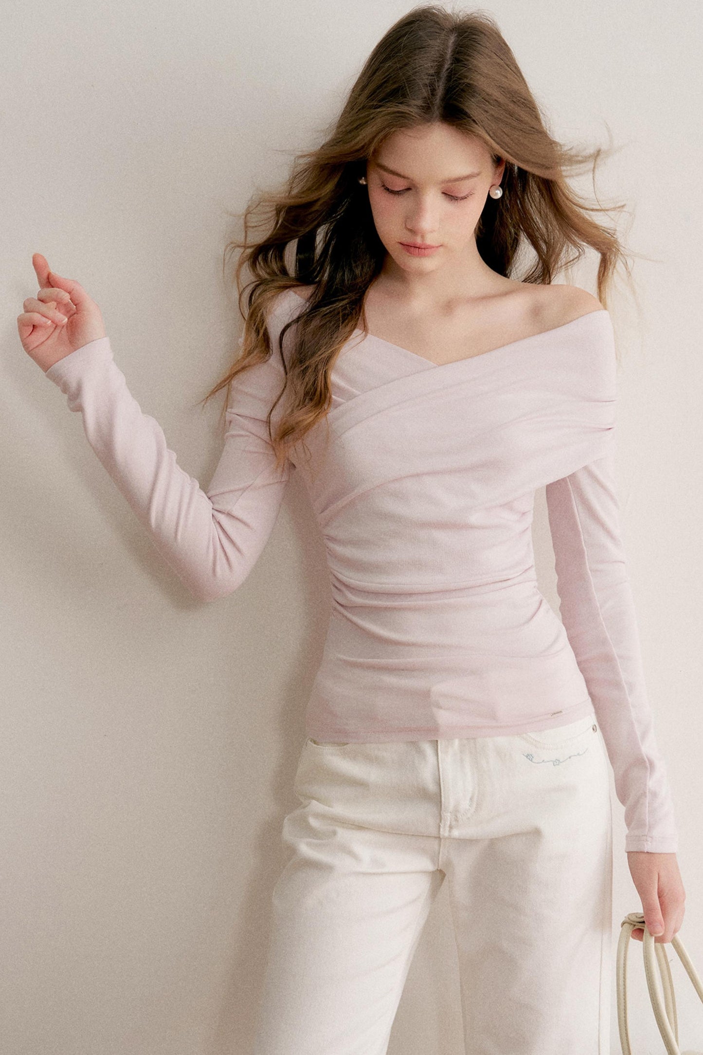 Romantisches Woll-Falten-Top