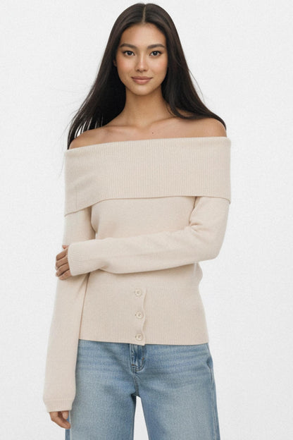 Off-White One-Shoulder Sweater