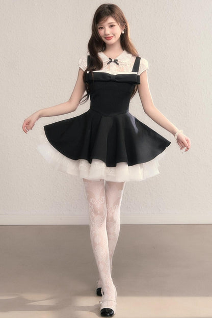 French Slimming Lace Hepburn Dress Set