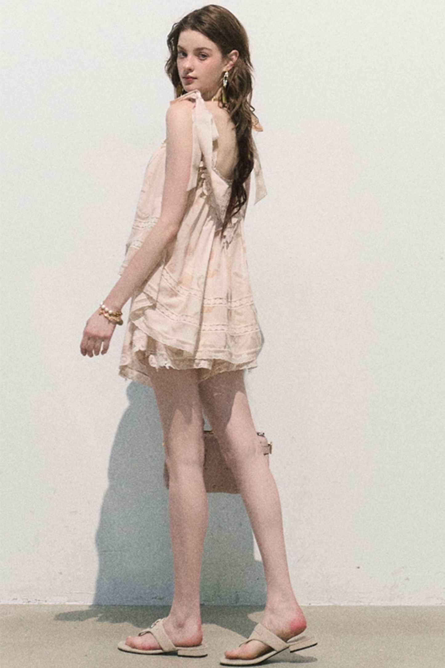 Acetate Linen Backless Camisole Set-Up