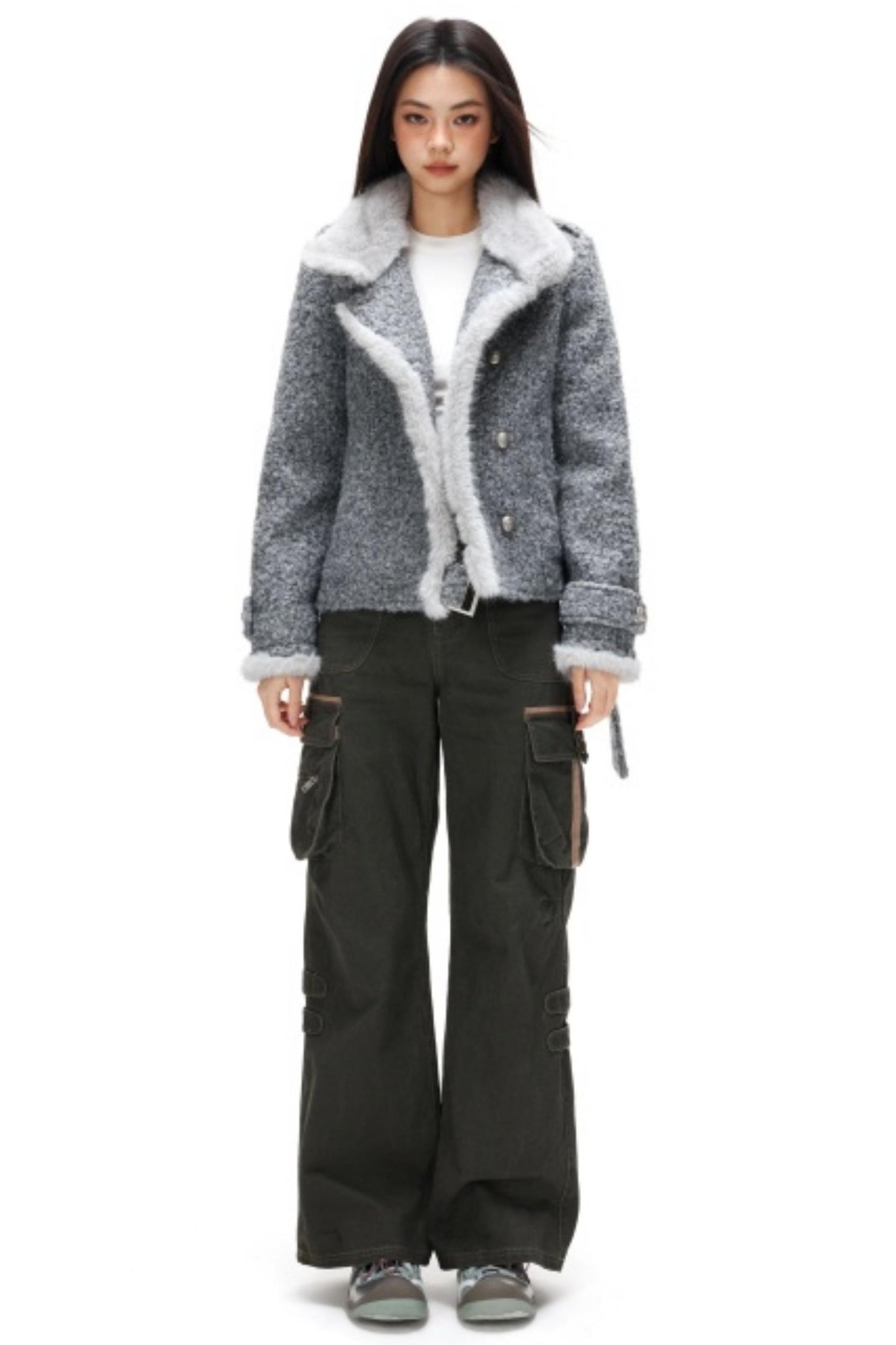 Retro Plush Patchwork Woolen Coat