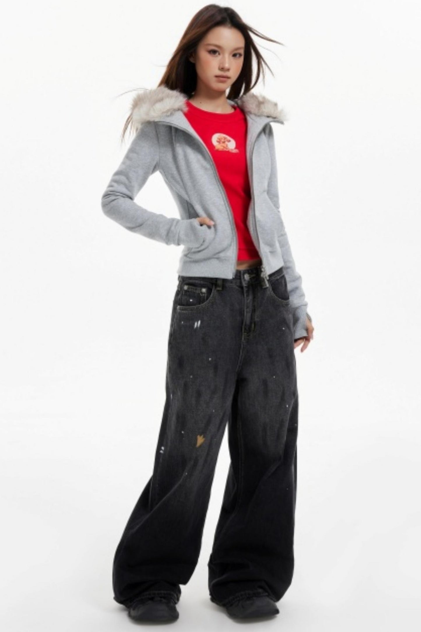 Fur Collar Slim Cotton Hooded Jacket