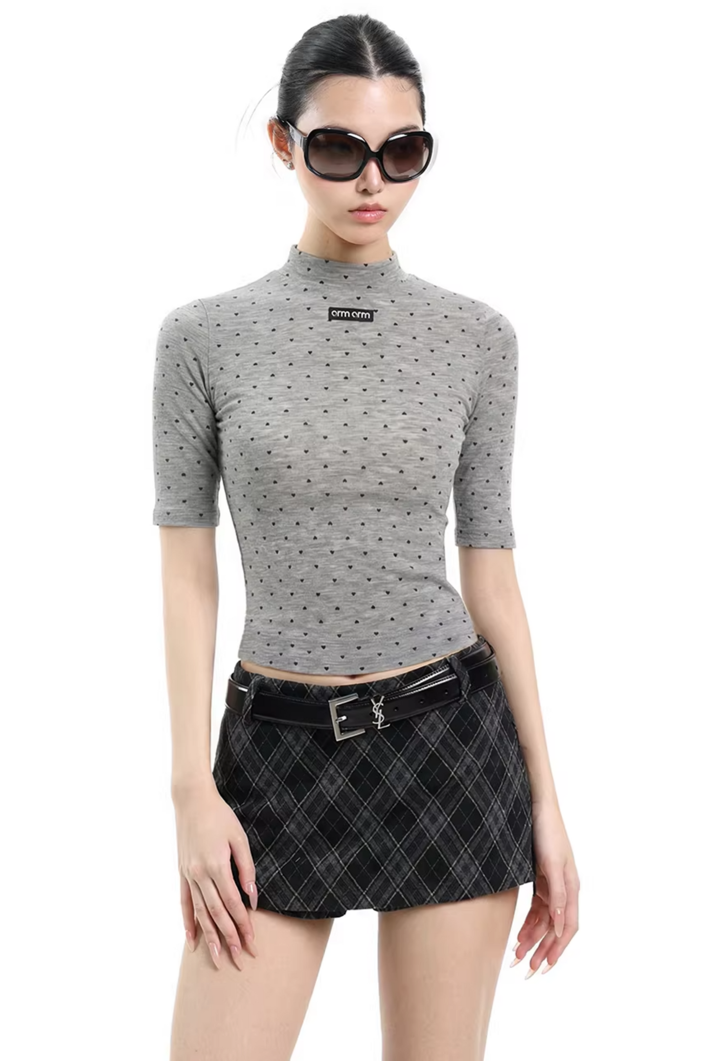 Retro Gray Polka Dot Blouse