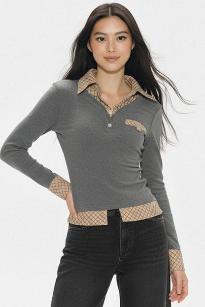 Layered Knit Top and Pleated Skirt Set-Up