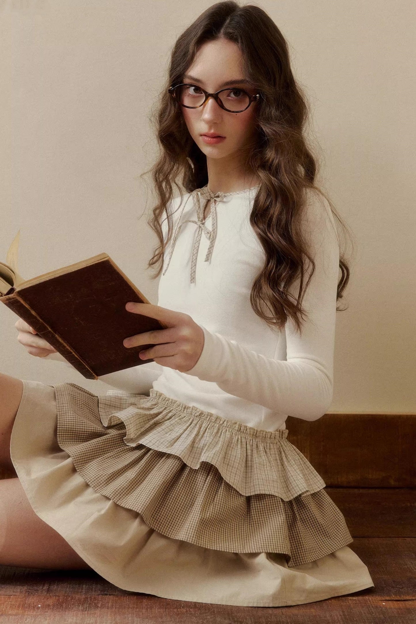 Retro Plaid Knit Tutu Skirt Dress