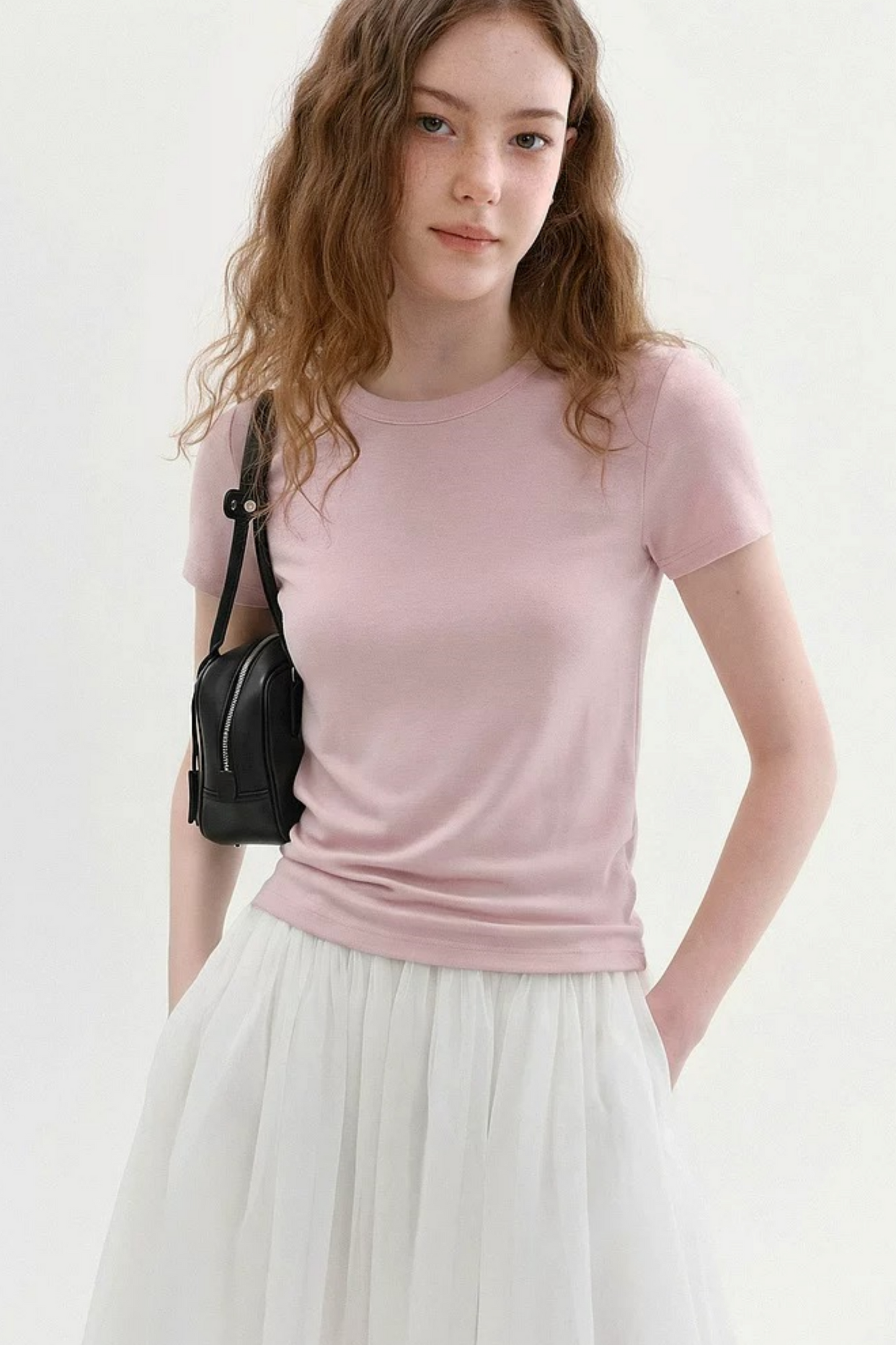 T-shirt rosa a girocollo