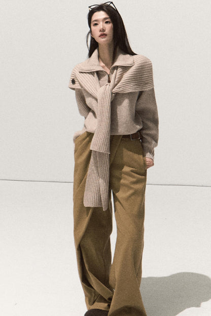 Pleated Winter Wide-Leg Pants