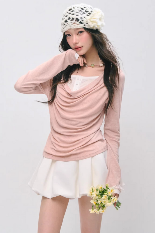 Mock Neck Waist-Cinching Top