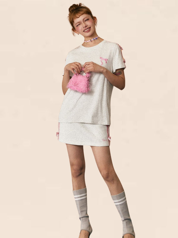 Streamer Bow Short Sleeve T-Shirt Set