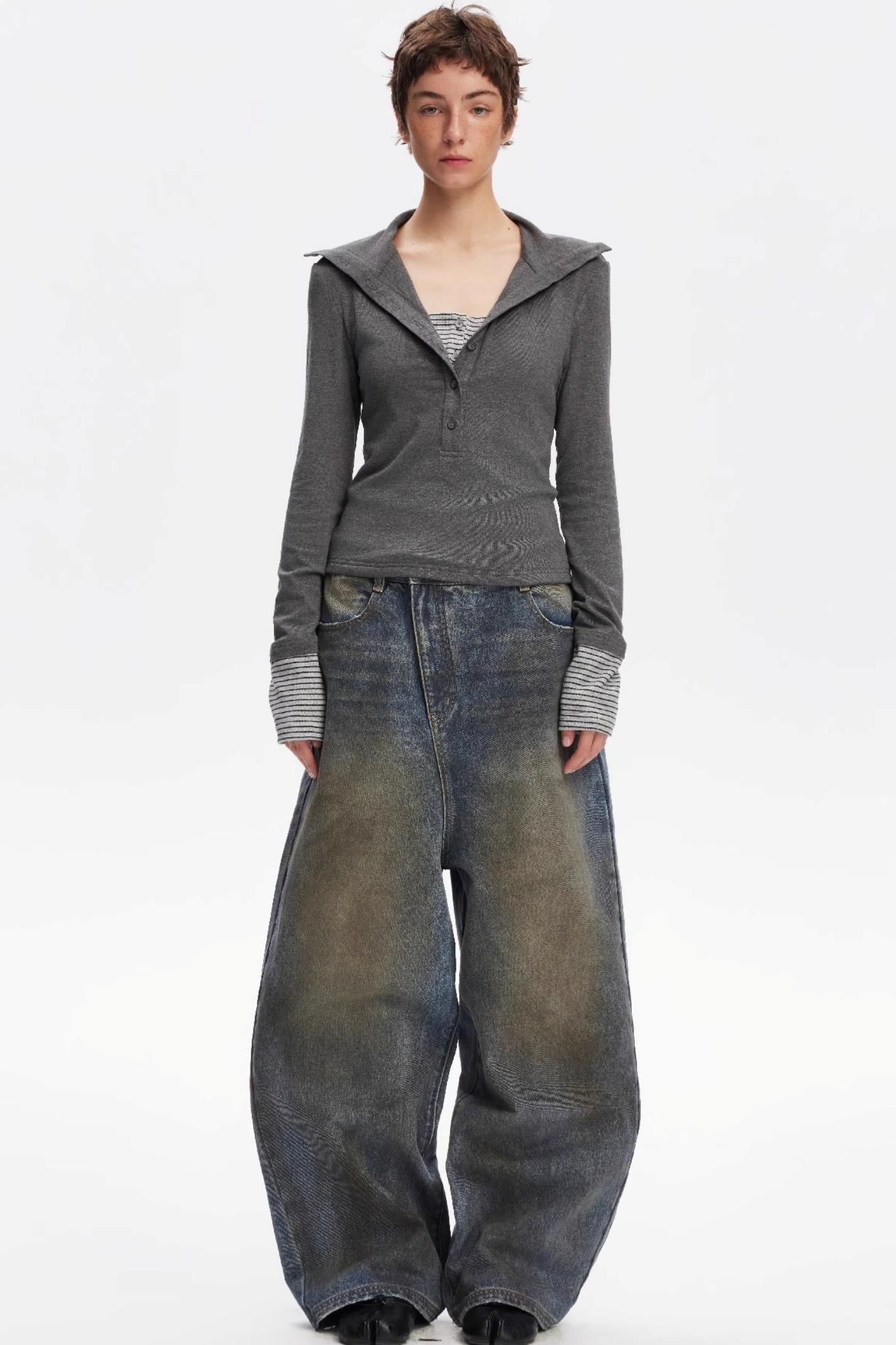 Henry Collar Knitted Top