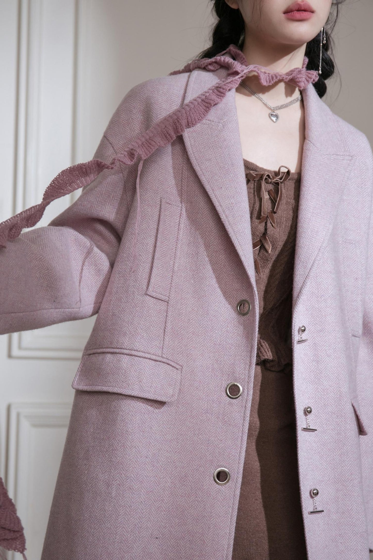 Herringbone Tweed Coat