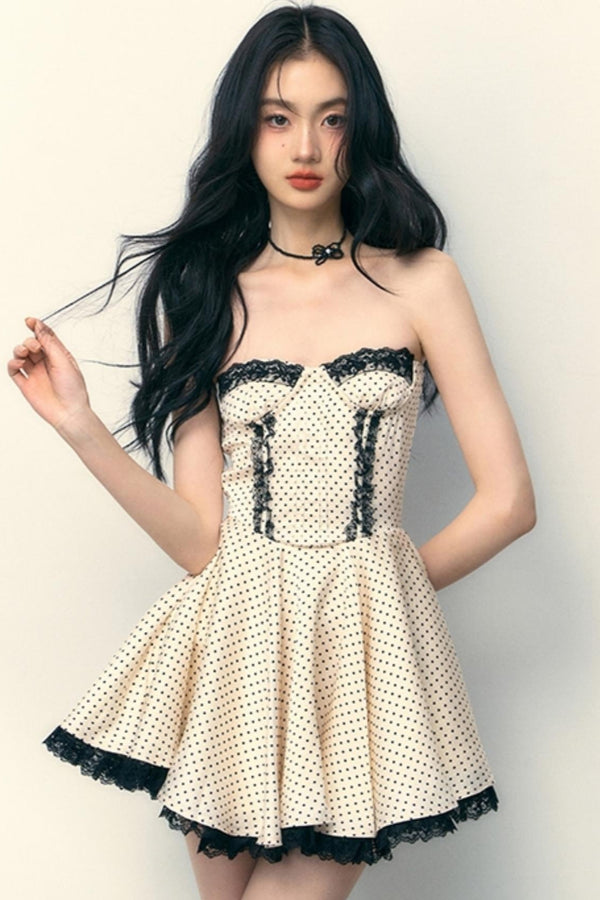 Polka Dot Lace Puff Dress
