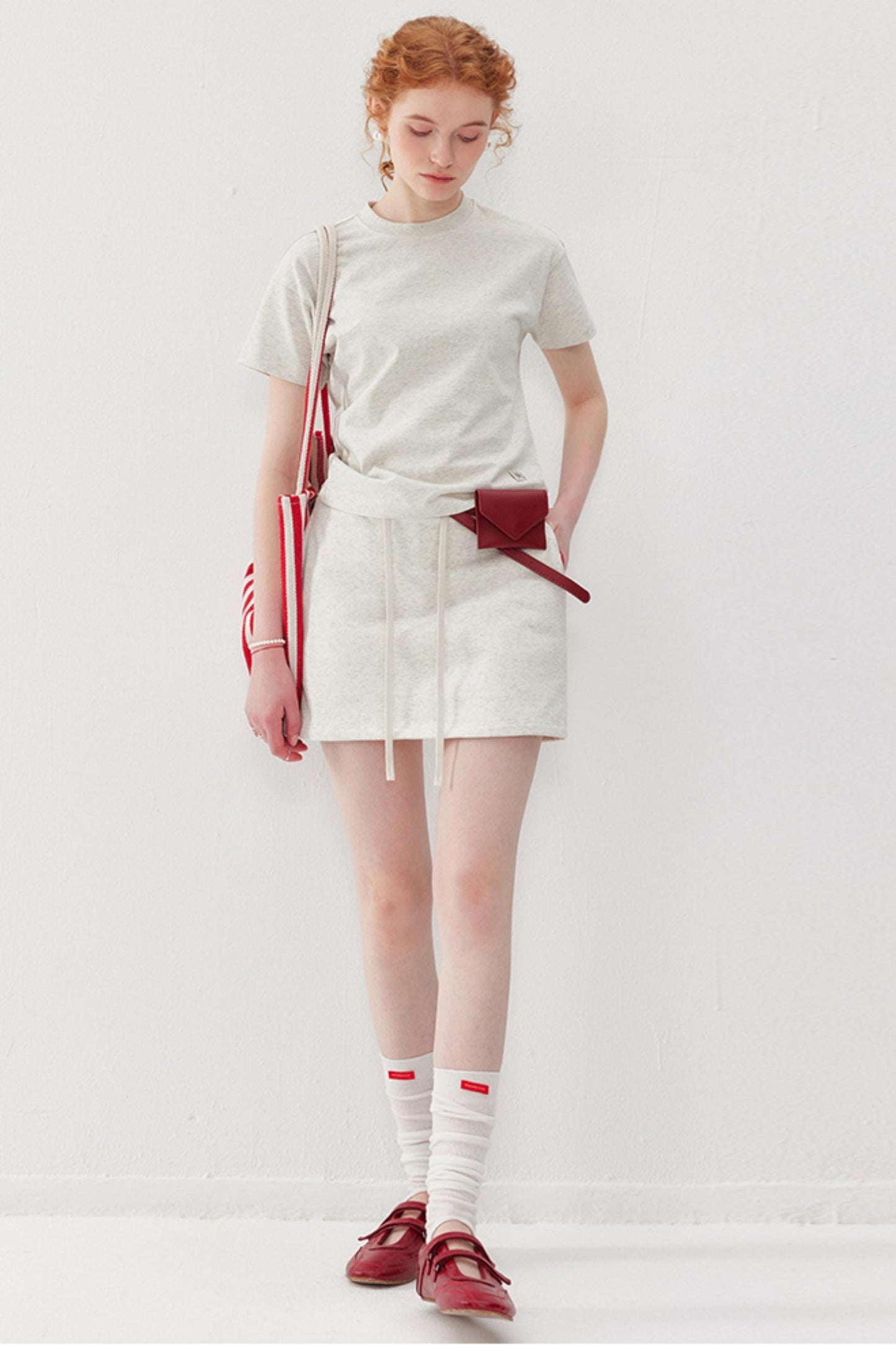 Sporty Gray Tee & Skirt Set-Up