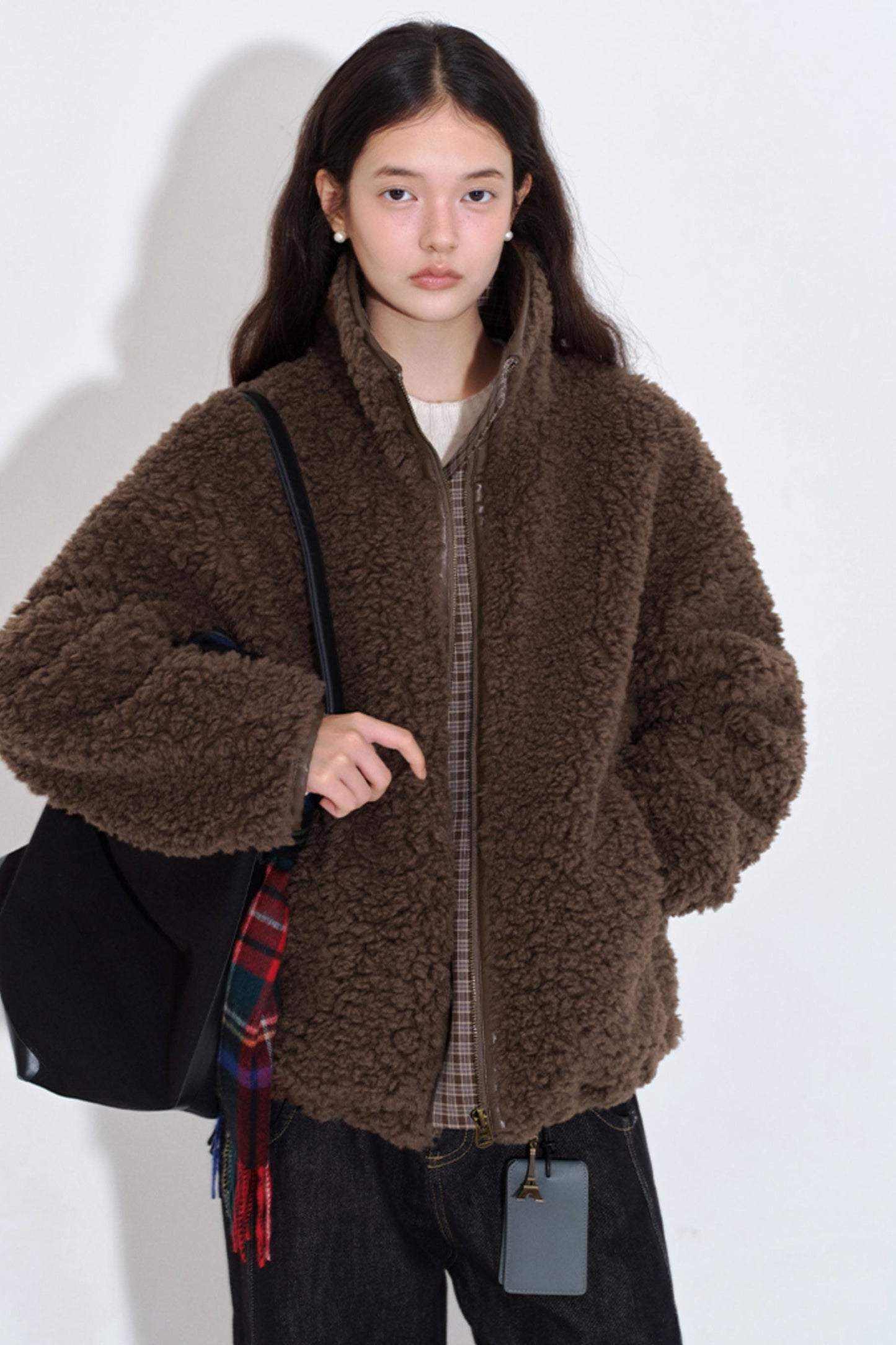 Wool Plaid Patchwork Coat