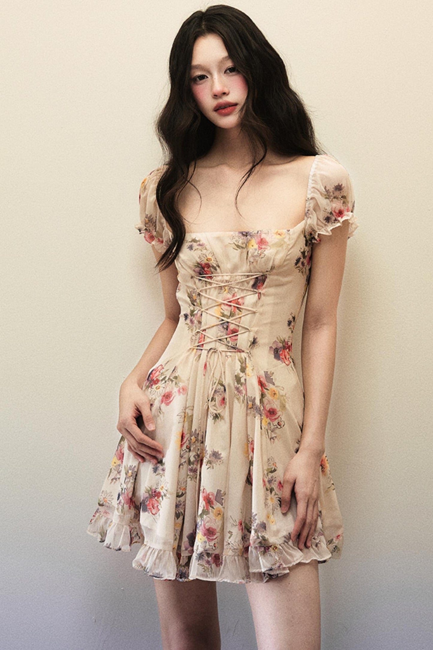 Floral Lace Trim Dress