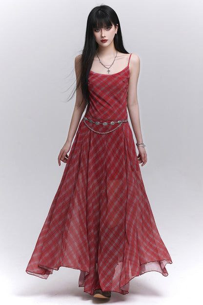 Pink Plaid Halter Dress