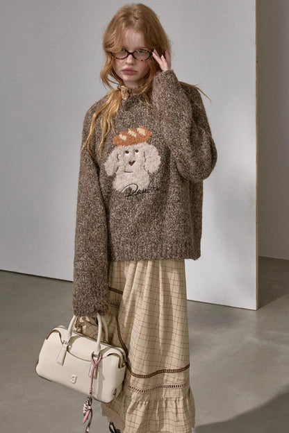 Bread Dog Round Neck Sweater