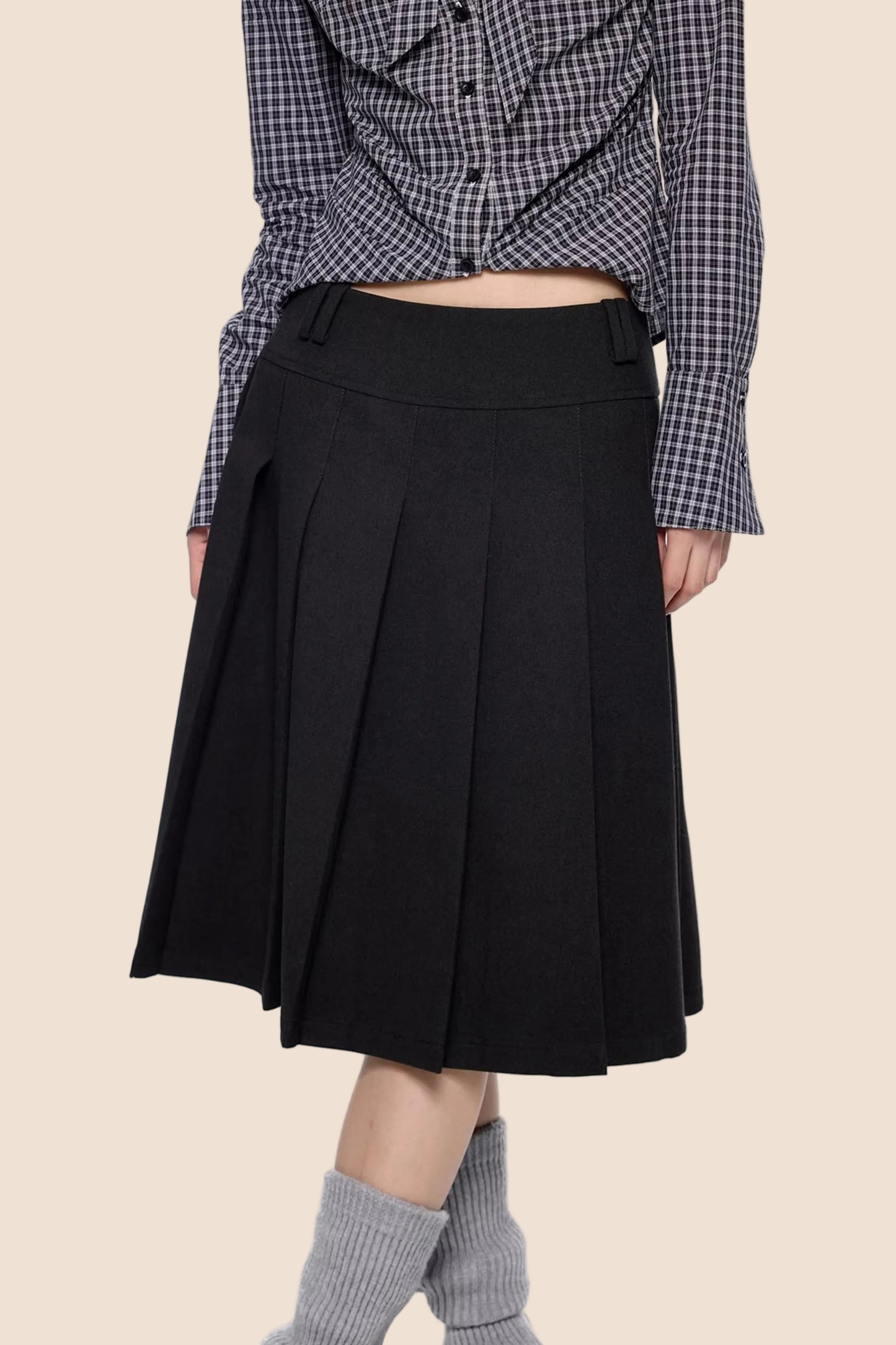 Retro Pleated A-Line Skirt