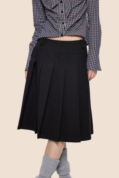 Retro Pleated A-Line Skirt