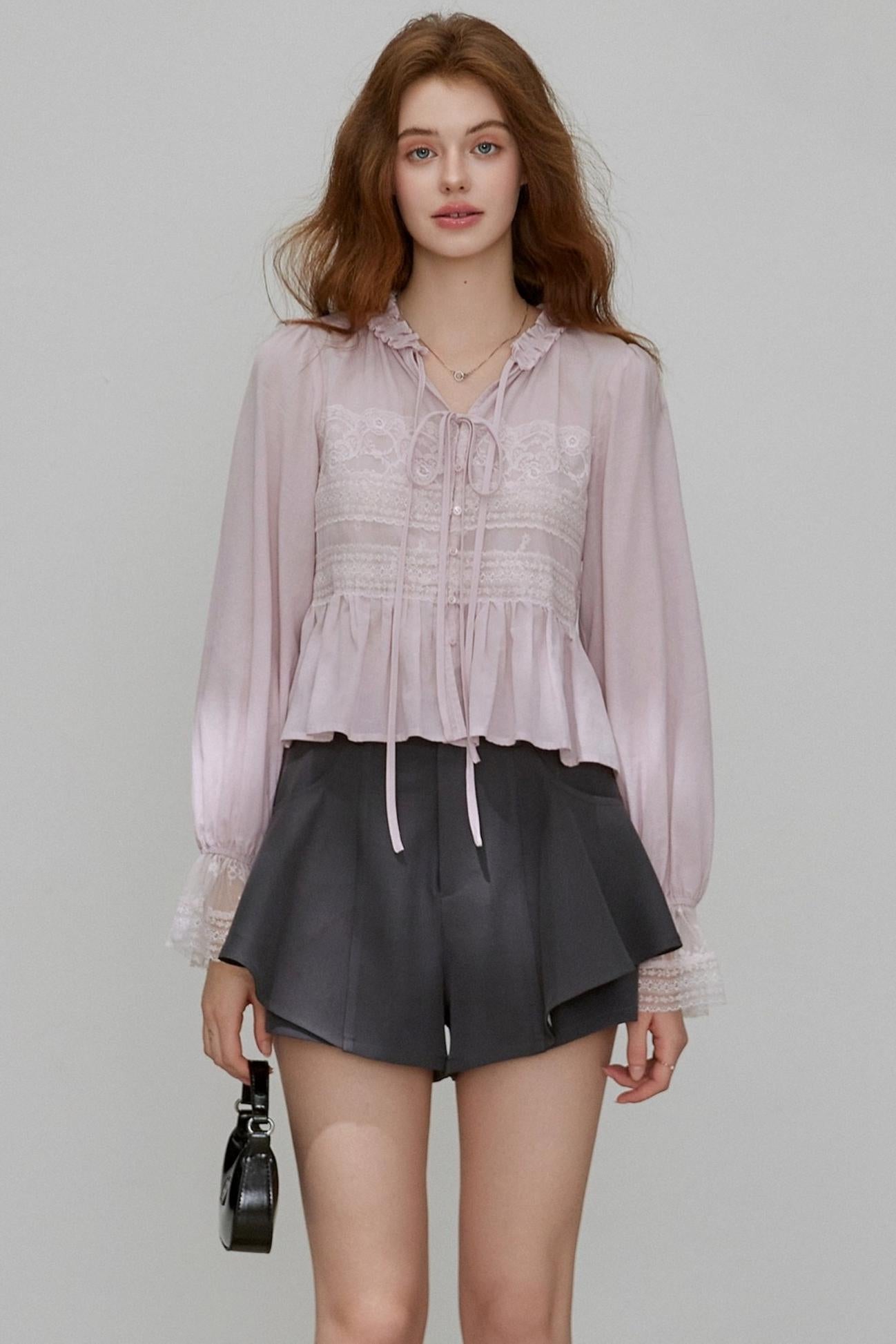 Autumn V-Neck Tencel Shirt