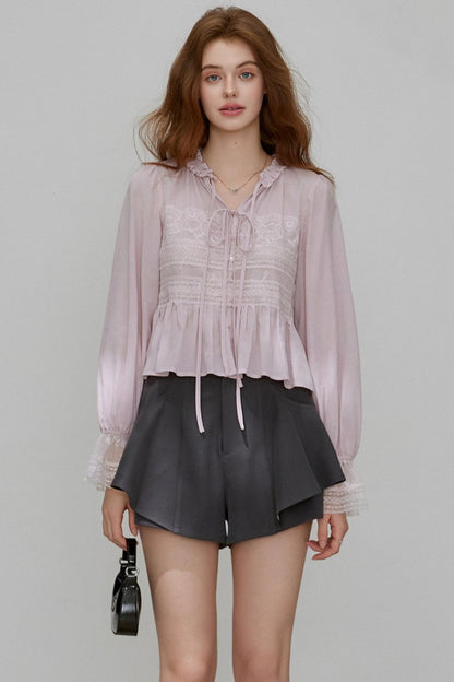 Autumn V-Neck Tencel Shirt