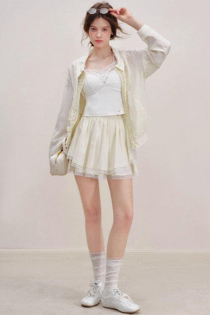 Tencel Drawstring Jacket Skirt Set-Up