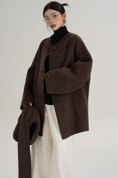 Elegant Chestnut Wool Coat