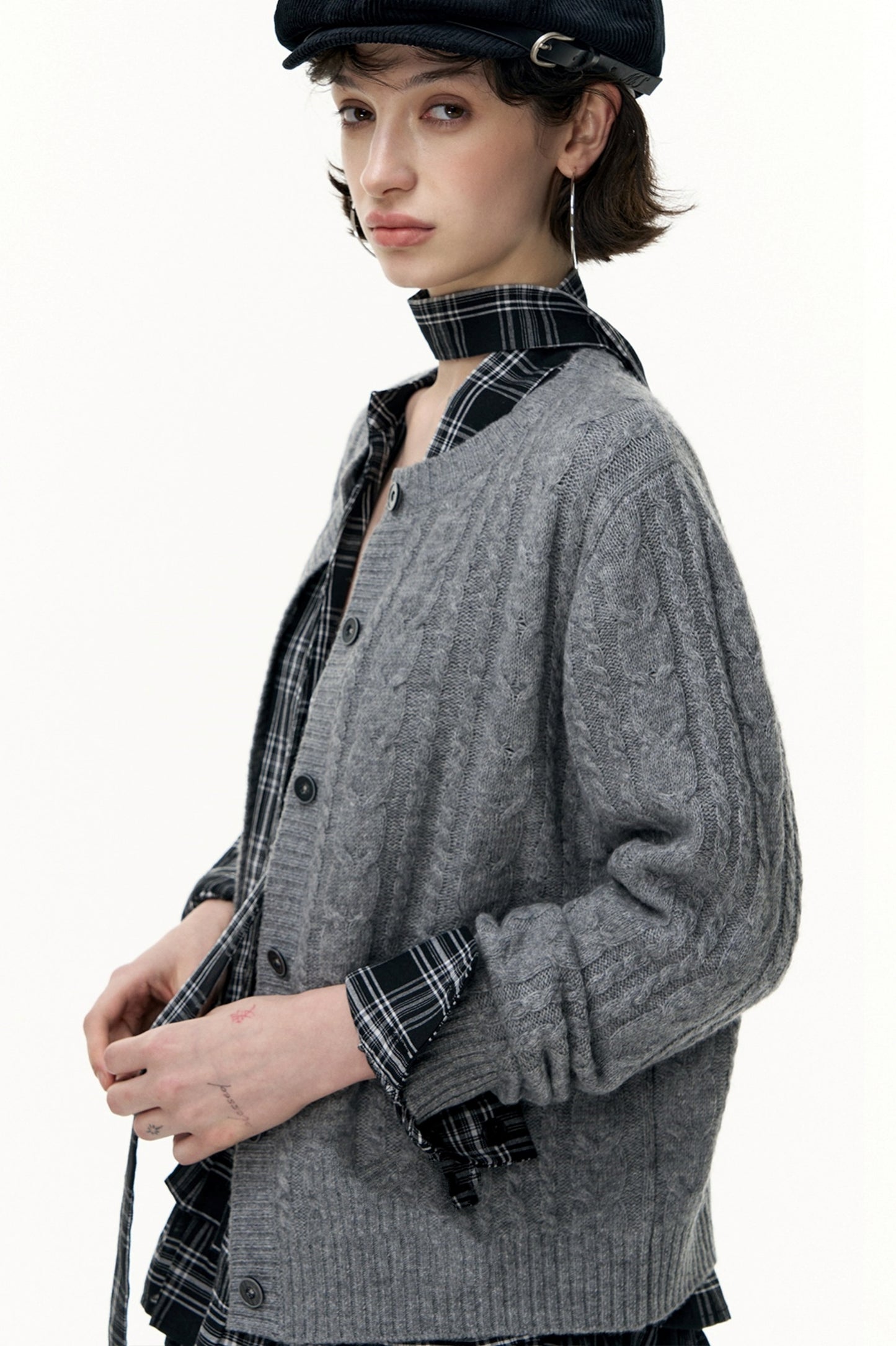 Gray Wool Knitted Cardigan