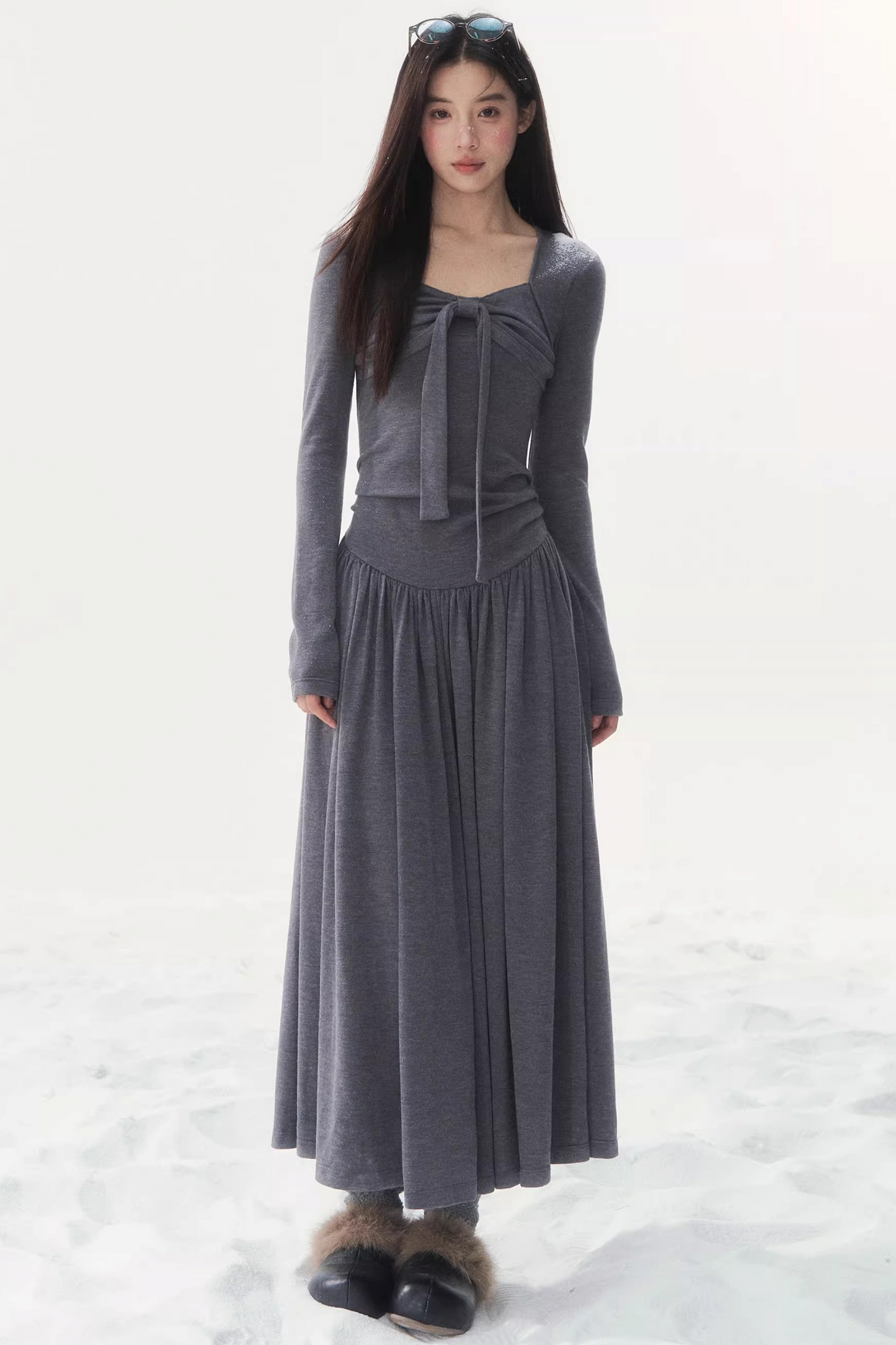 Gray Knitted Vintage Dress